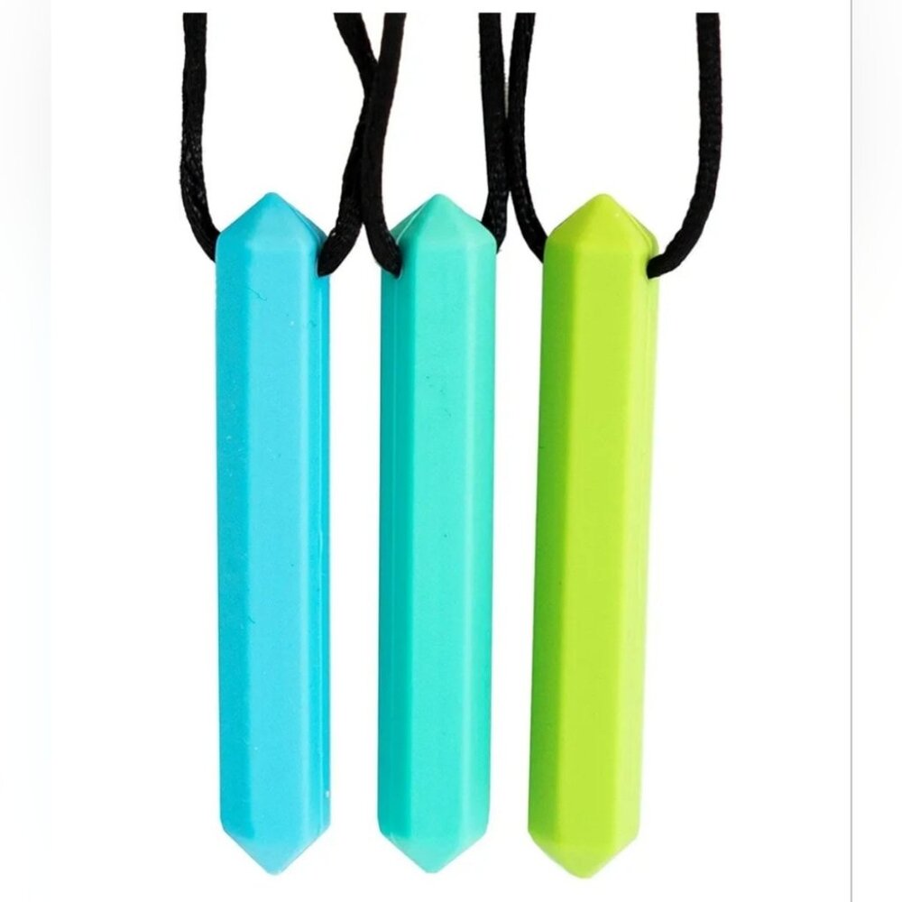 Set Of 3 Chew Chew Sensory Necklaces – Biting, Thumb Sucking, Smoking, Over Eat